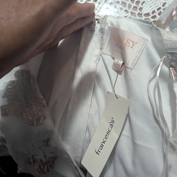 Audrey Park Cream Puff Sleeve V-Neck Mini Dress - Picture 7 of 7